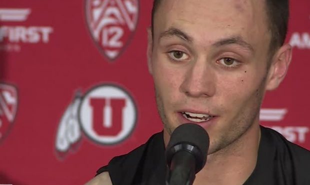 Utah wide receiver Britain Covey speaks to the media following Utah's 21-7 loss to Washington....