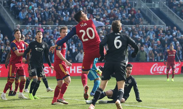 RSL forward Luis Silva attempts to score a goal against Sporting Kansas City in the second leg of t...