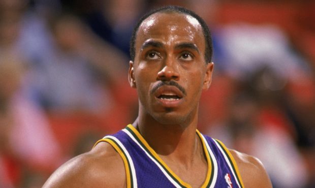 SALT LAKE CITY - 1989: Darrell Griffith #35 of the Utah Jazz stands on the court during an NBA game...