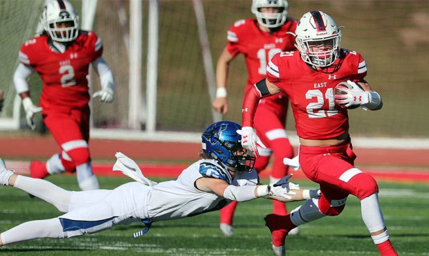 East faces Pleasant Grove in 6A high school football in Salt Lake City on Friday, Oct. 26, 2018. (R...
