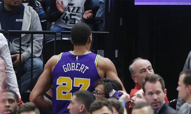 Utah Jazz center Rudy Gobert (27) is ejected from the game in Salt Lake City on Thursday, Dec. 6, 2...