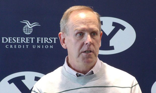 BYU athletic director Tom Holmoe talks with the media during a roundtable discussion on campus Wedn...