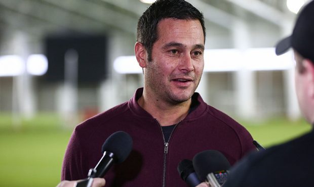 Real Salt Lake head coach Mike Petke speaks with media after the first practice of the season atRea...