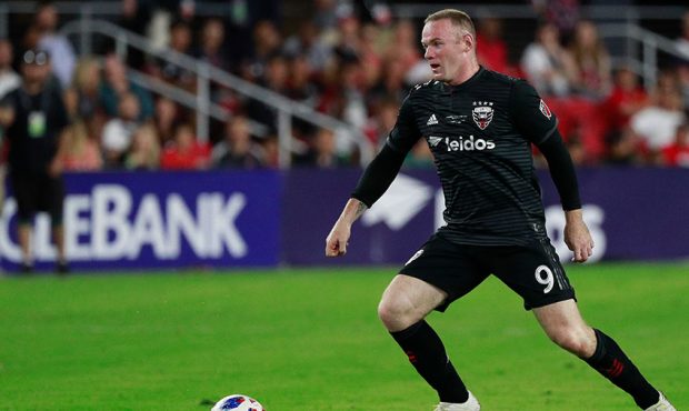 Wayne Rooney #9 of DC United controls the ball in the second half against the Vancouver Whitecaps d...