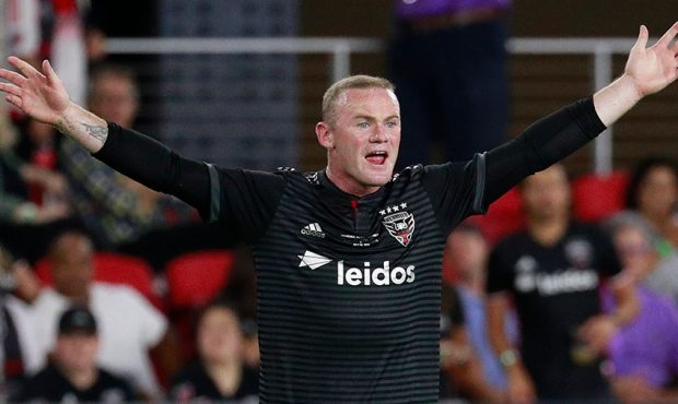Wayne Rooney #9 of D.C. United reacts in the second half against the Vancouver Whitecaps during his...