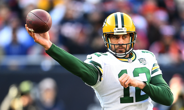 Quarterback Aaron Rodgers #12 of the Green Bay Packers...