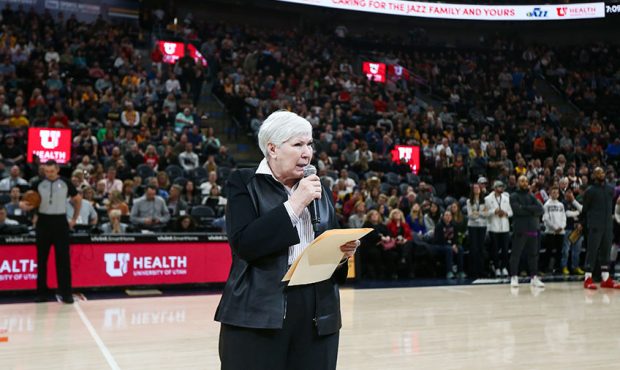 Utah Jazz owner Gail Miller addresses fans and conduct in game after an event involving Russell Wes...