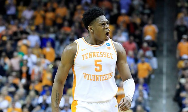 Admiral Schofield #5 of the Tennessee Volunteers reacts against the Purdue Boilermakers during the ...