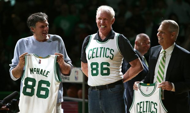 Members of the Boston Celtics 1986 championship team Kevin McHale, Bill Walton and Danny Ainge are ...