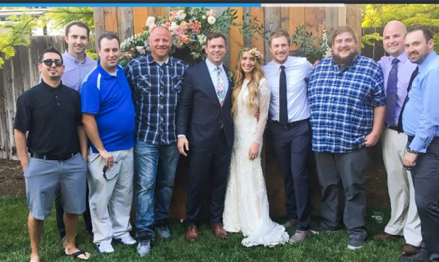 (Sean O'Connell's wedding in June 2018 with former and current radio hosts and producers)...