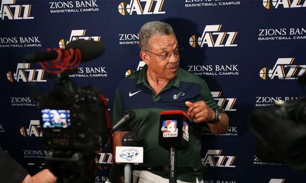 Jazz Vice President of Player Personnel Walt Perrin speaks to media after a workout for the Utah Ja...