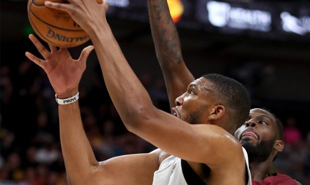 Utah Jazz center Tony Bradley gets to the basket against the Cleveland Cavaliers during the Jazz su...