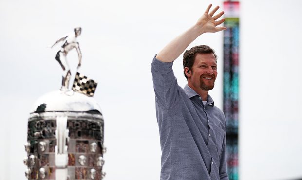 Dale Earnhardt Jr. is introduced prior to during the 103rd running of the Indianapolis 500 at India...