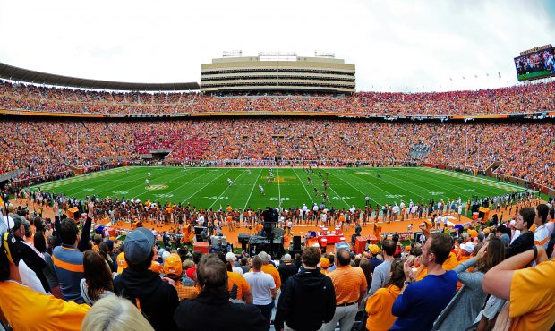 KNOXVILLE, TN - OCTOBER 10: A general view of Neyland Stadium during the kickoff of the game betwee...