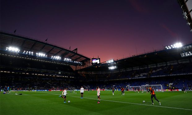 Players warm up before the UEFA Champions League group H match between Chelsea FC and Valencia CF a...