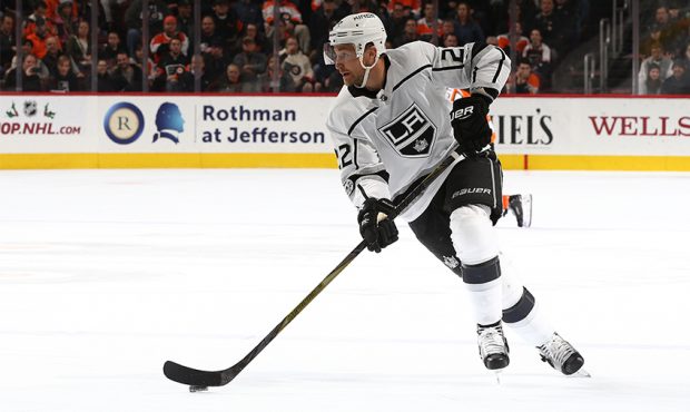Trevor Lewis #22 of the Los Angeles Kings in action against the Philadelphia Flyers during their ga...