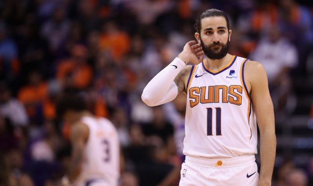 Ricky Rubio #11 of the Phoenix Suns during the second half of the NBA game against the Sacramento K...