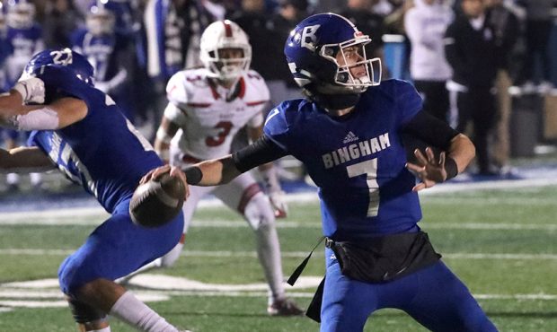 Action in the East at Bingham 6A football quarterfinal game in South Jordan on Friday, Nov. 8, 2019...