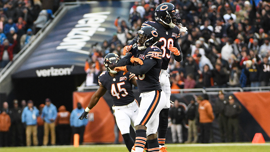 Prince Amukamara of the Chicago Bears plays against the Detroit