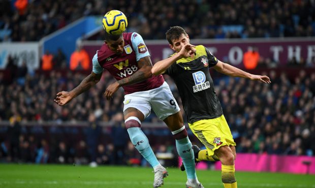 Wesley of Aston Villa in action during the Premier League match between Aston Villa and Southampton...
