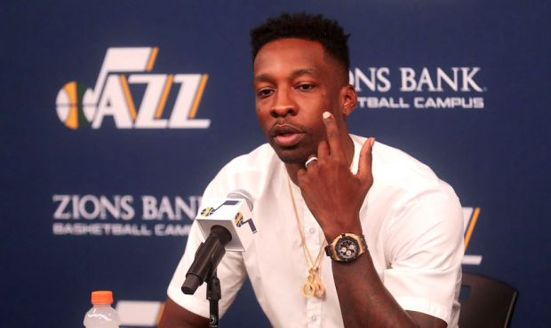 New Utah Jazz forward Jeff Green talks to members of the media during a press conference at the Zio...