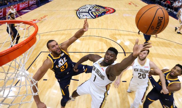 NEW ORLEANS, LOUISIANA - OCTOBER 11: Zion Williamson #1 of the New Orleans Pelicans shoots against ...