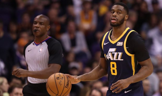 Emmanuel Mudiay #8 of the Utah Jazz handles the ball during the second half of the NBA game (Photo ...