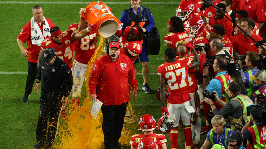 What color was the Gatorade in the Super Bowl this year? Andy Reid