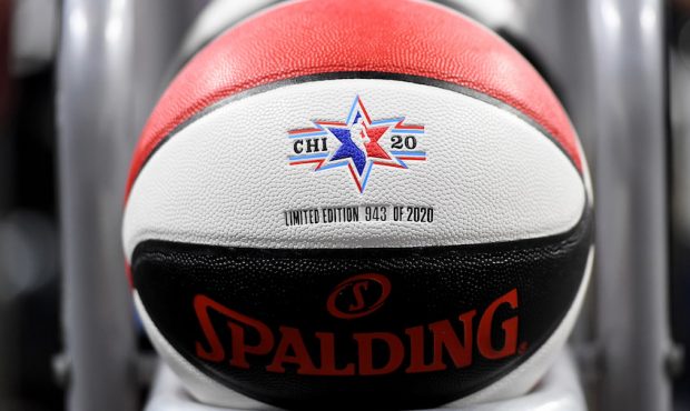 A detail view of a basketball during the 2020 NBA All-Star Celebrity Game Presented By Ruffles at W...