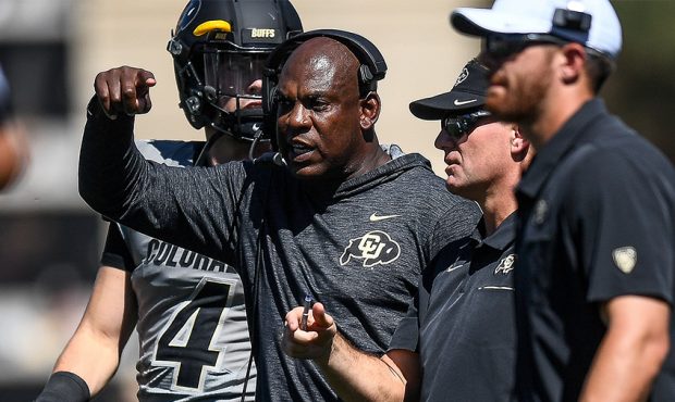 Head coach Mel Tucker of the Colorado Buffaloes walks on the field during a timeout during a game a...