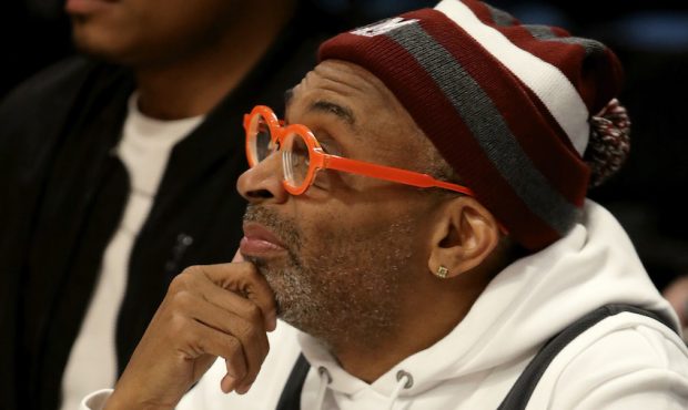 Spike Lee looks on in the 2020 NBA All-Star Skills Challenge (Photo by Jonathan Daniel/Getty Images...