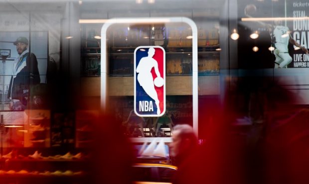 NEW YORK, NY - MARCH 12: An NBA logo is shown at the 5th Avenue NBA store (Photo by Jeenah Moon/Get...