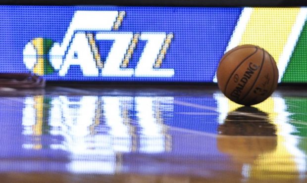 General view of a ball on court of the Utah Jazz at Vivint Smart Home Arena (Photo by Gene Sweeney ...