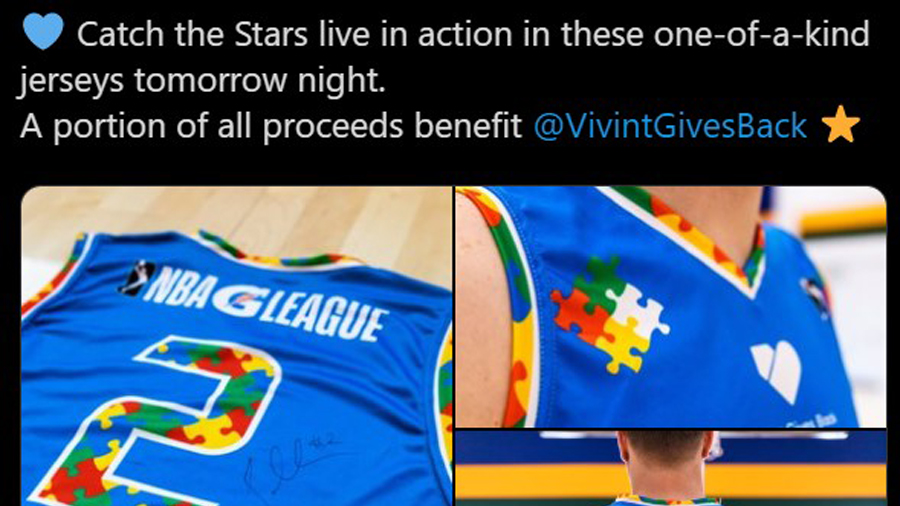 SLC Stars Wearing Autism Awareness Inspired Jerseys Against South Bay Lakers