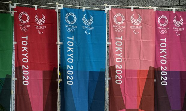 Tokyo 2020 Olympics banners are displayed on March 19, 2020 in Tokyo, Japan. As Japanese and IOC of...