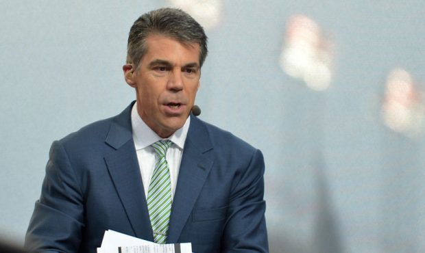 ESPN Chris Fowler live on set during the College Game Day between the University of Alabama Crimson...