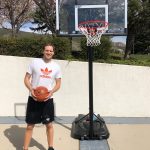 Bojan Bogdanovic with basketball hoop from Lifetime Equipment (Photo courtesy of Landon Southwick)