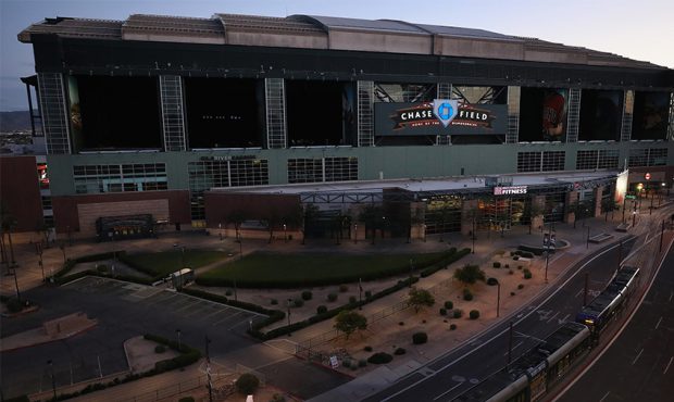 General view outside of Chase Field on March 26, 2020 in Phoenix, Arizona. The Arizona Diamondbacks...