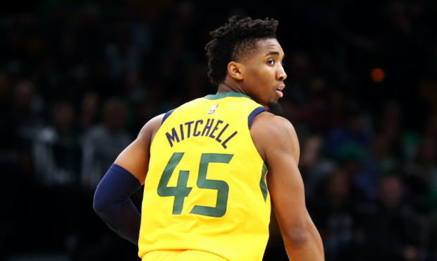 Donovan Mitchell #45 of the Utah Jazz. (Photo by Omar Rawlings/Getty Images)...