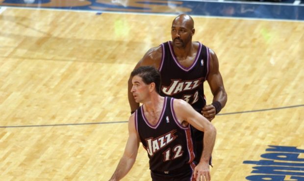 John Stockton #12 and Karl Malone #32 (Photo by Doug Pensinger/Getty Images)...