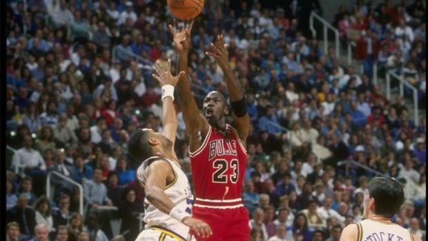 Between Michael Jordan, Utah Jazz 