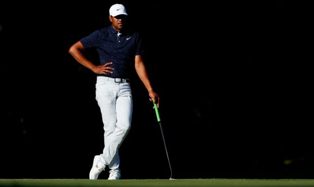 Tony Finau of the United States looks on over the 11th green during the second round of the Charles...