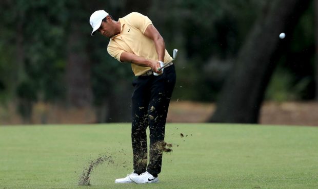 Tony Finau of the United States plays a shot on the 11th hole during the first round of the RBC Her...