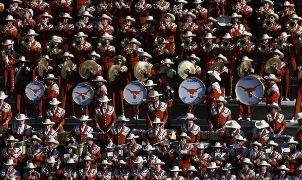 WACO, TEXAS - NOVEMBER 23: The Texas Longhorns band performs in the first half at McLane Stadium on...