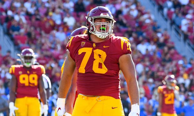 USC Trojans defensive lineman Jay Tufele (78) celebrates during a college football game between the...