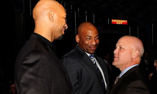 (L to R) Monty Williams, head coach of the New Orleans Pelicans, Dell Demps General Manager and New...