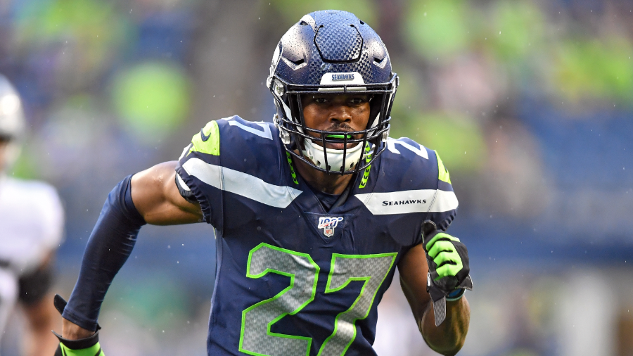 Seattle Seahawks safety Marquise Blair (27) during an NFL football game  against the Denver Broncos, Monday, Sept. 12, 2022, in Seattle, WA. The  Seahawks defeated the Bears 17-16. (AP Photo/Ben VanHouten Stock Photo -  Alamy