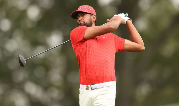 Tony Finau of the United States plays his shot from the sixth tee during the first round of the 120...