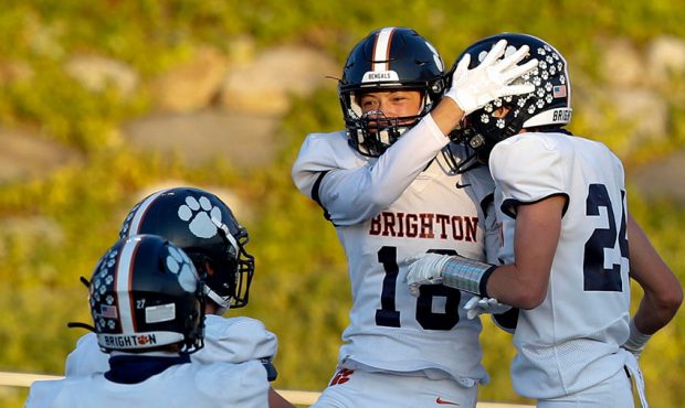 Action in the Brighton vs. Olympus football game at Olympus High School in Holladay on Friday, Sept...
