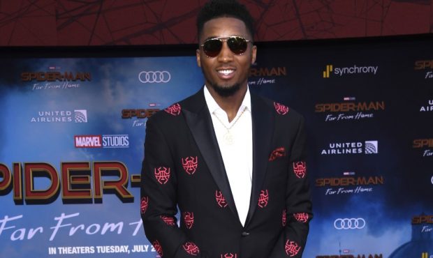 Donovan Mitchell at the Spiderman premiere. (Photo by Frazer Harrison/Getty Images)...